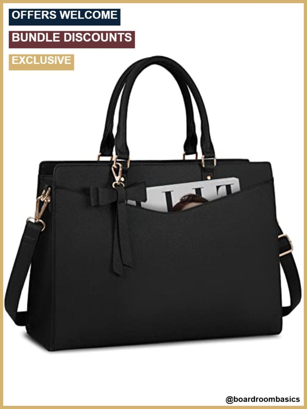 PU Leather Laptop Tote Bag for Women 15.6 Inch Work Briefcase Waterproof